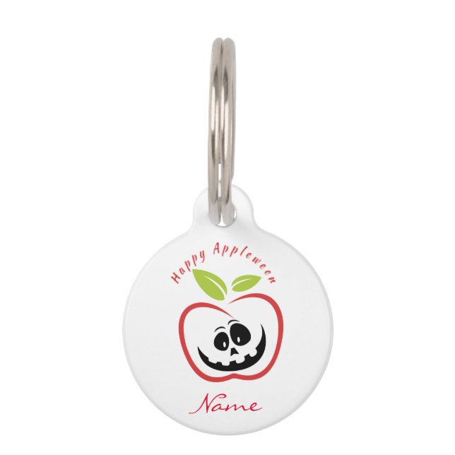 Médaillon Pour Animaux Joyeux Appleween Jack O'lantern Thunder_Cove (Devant)