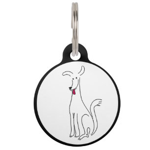 Médaillon Pour Animaux Joyeux chien de dessin animé blanc