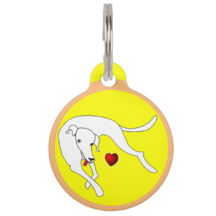 Médaillon Pour Animaux Joyeux chien de dessin animé blanc avec coeur d'am