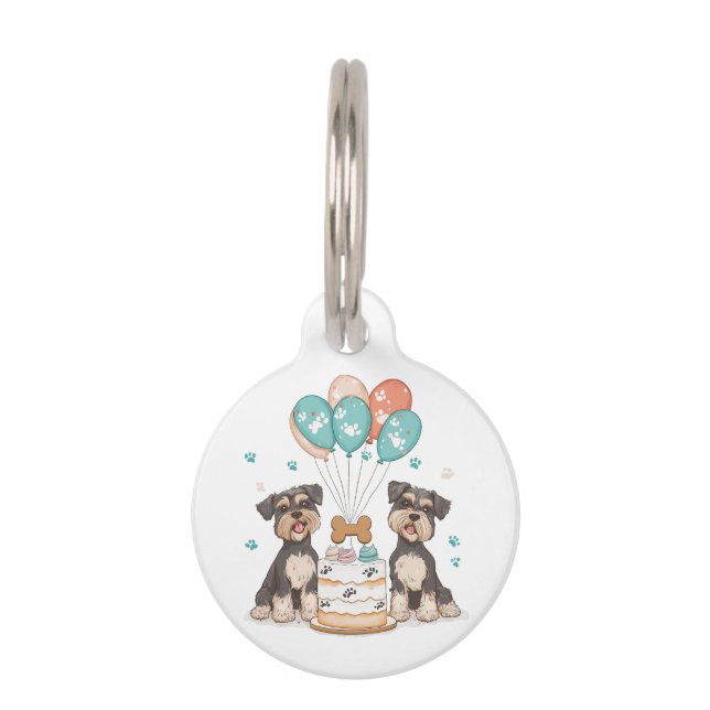 Médaillon Pour Animaux Joyeux Chiens Schnauzer (Devant)