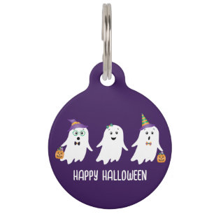 Médaillon Pour Animaux Joyeux Halloween Fantômes Trick Ou Treat