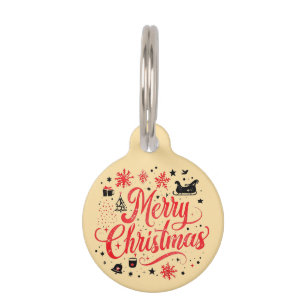 Médaillon Pour Animaux Joyeux Noël Design moderne   Rouge et blanc