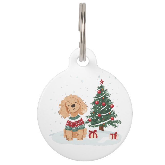 Médaillon Pour Animaux Joyeux Noël Goldendoodle Chien (Devant)
