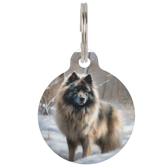 Médaillon Pour Animaux Keeshond Qu'il neige Noël (Devant)