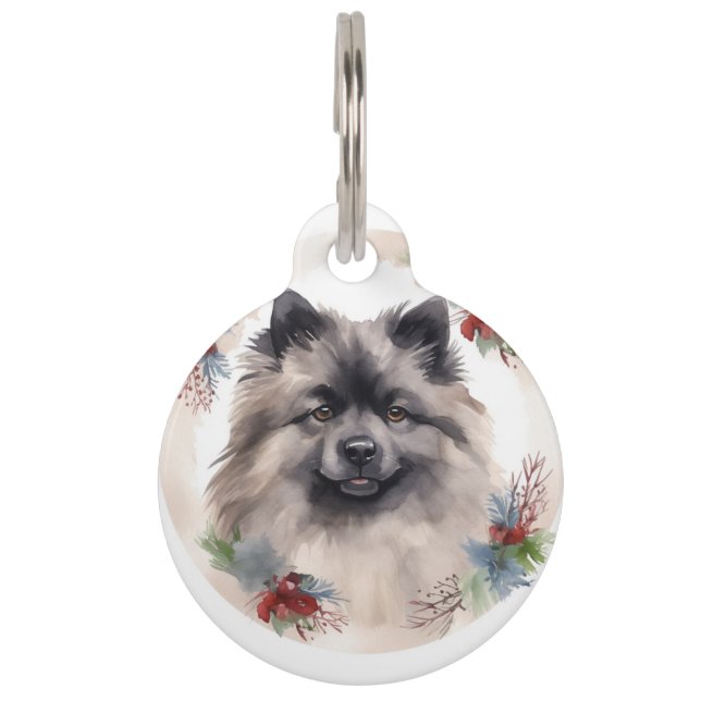 Médaillon Pour Animaux Keeshony Christmas Wreath Festive Pup (Devant)