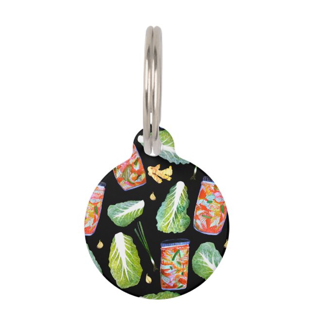 Médaillon Pour Animaux Kimchi Ingrédients Fermentation épicée Aquarelle (Devant)