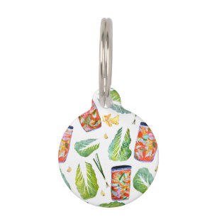 Médaillon Pour Animaux Kimchi Ingrédients Fermentation épicée Aquarelle