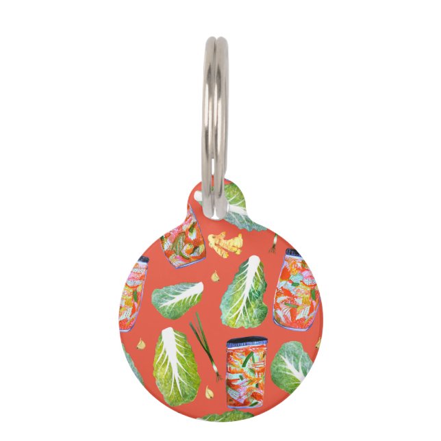 Médaillon Pour Animaux Kimchi Ingrédients Fermentation épicée Aquarelle (Devant)