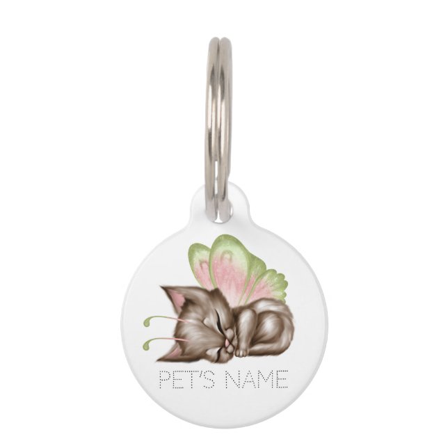 Médaillon Pour Animaux Kitten Papillon Endormi 1  (Devant)