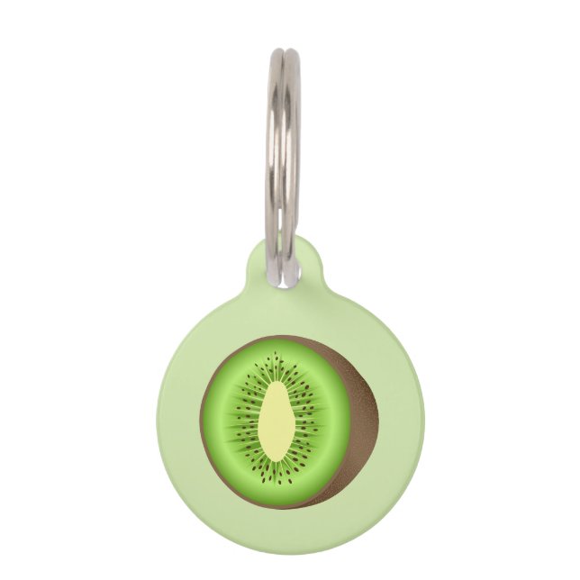 Médaillon Pour Animaux Kiwifruit Vert Et Brown Avec Infos Personnalisées (Devant)