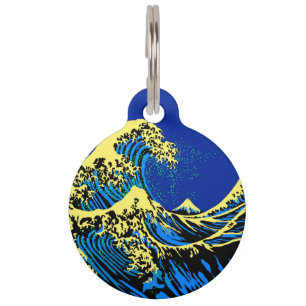 Médaillon Pour Animaux La grande vague de Hokusai dans le style Pop Vibra
