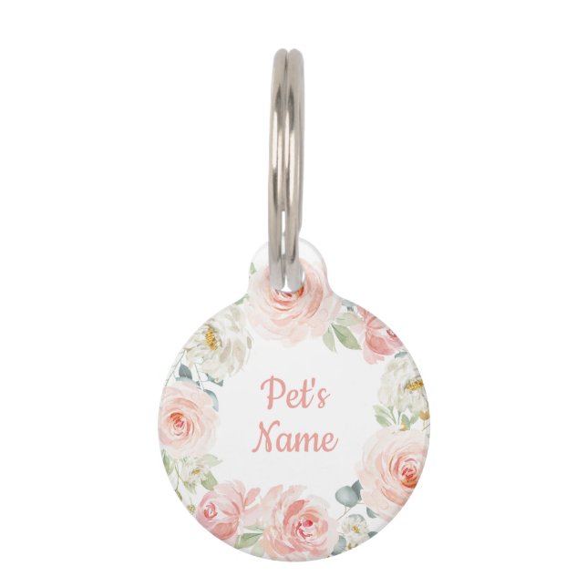 Médaillon Pour Animaux La jolie aquarelle rougissent guirlande florale de (Devant)