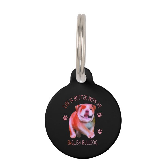 Médaillon Pour Animaux La Vie Est Meilleure Avec Le Chien-Putain Anglais  (Devant)