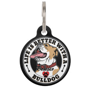 Médaillon Pour Animaux La Vie Personnalisée De Bulldog Est Meilleure Avec