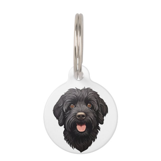 Médaillon Pour Animaux Labradoodle Chien noir (Devant)