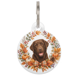 Médaillon Pour Animaux Labrador chocolat automne