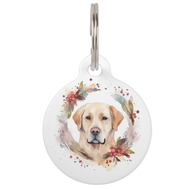 Médaillon Pour Animaux Labrador Christmas Wreath Festive Pup (Devant)