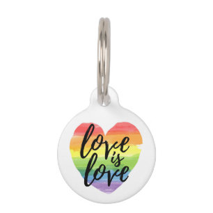 Médaillon Pour Animaux L'amour est l'amour  Coeur d'aquarelle arc-en-ciel