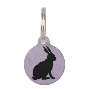 Médaillon Pour Animaux Lapin noir Silhouette Lapin de Pâques