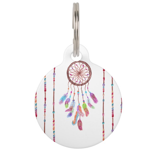 Médaillon Pour Animaux L'aquarelle peinte à la main Dreamcatcher perle la (Dos)