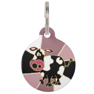 Médaillon Pour Animaux L'art amusant de la vache noire et blanche