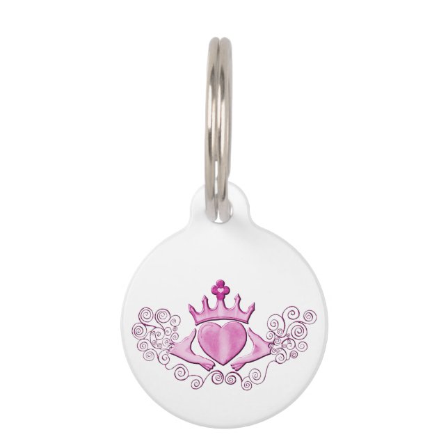 Médaillon Pour Animaux Le Claddagh (rose) (Devant)