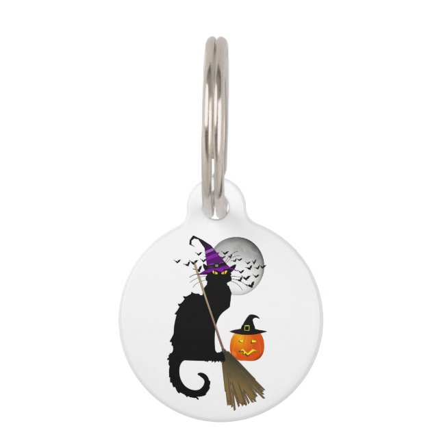 Médaillon Pour Animaux Le Conversation Noir Halloween Witch (Devant)