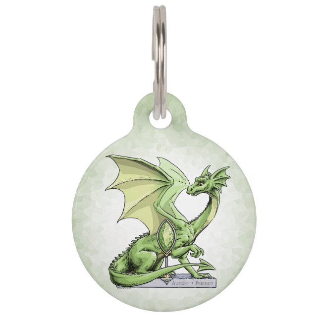 Médaillon Pour Animaux Le dragon de pierre de naissance d’août : Peridot (Devant)