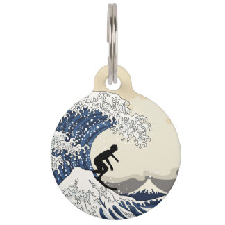 Médaillon Pour Animaux Le grand surfer de Kanagawa