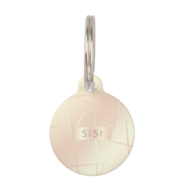 Médaillon Pour Animaux Le joli or rose élégant et rougissent géométrique (Devant)