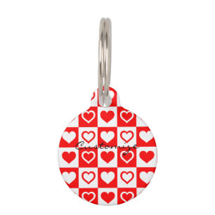 Médaillon Pour Animaux Le Motif à plaid des Coeurs rouges Thunder_Cove