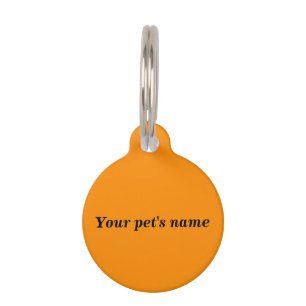 Médaillon Pour Animaux Le nom de votre animal sur une plaque ronde orange