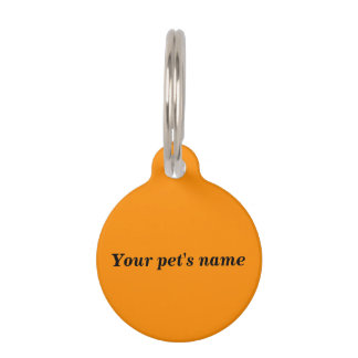 Médaillon Pour Animaux Le nom de votre animal sur une plaque ronde orange