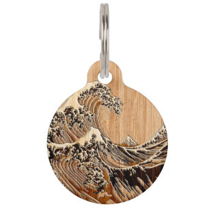 Médaillon Pour Animaux Le style en bois en bambou de grande vague de