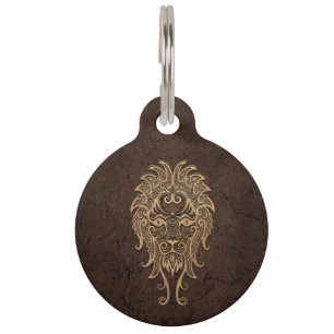 Médaillon Pour Animaux Le zodiaque rustique de Lion se connectent l'effet