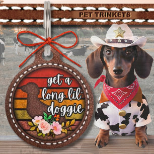 Médaillon Pour Animaux Leather Obtenez Un Long Petit Doggie Western Dachs