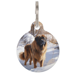Médaillon Pour Animaux Leonberger Noël sous la neige