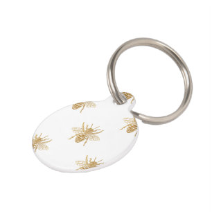 Médaillon Pour Animaux Les abeilles à effet photographique Gold Metallic
