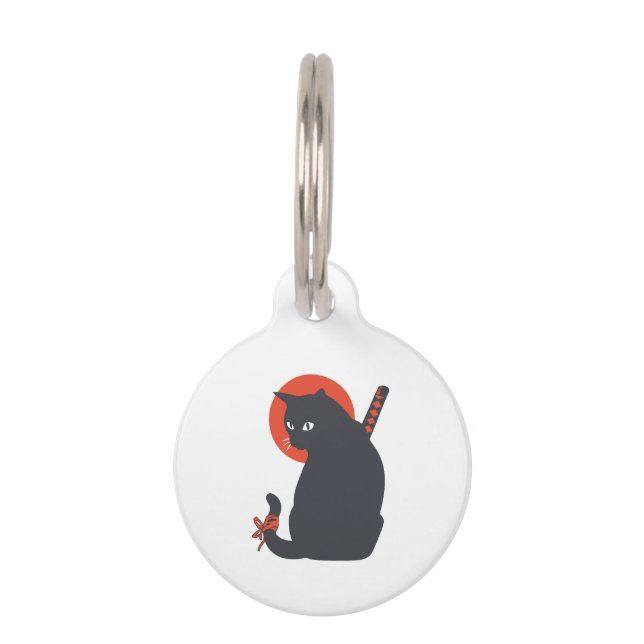 Médaillon Pour Animaux Les chats en guerrier Samurai - Choisir la couleur (Devant)