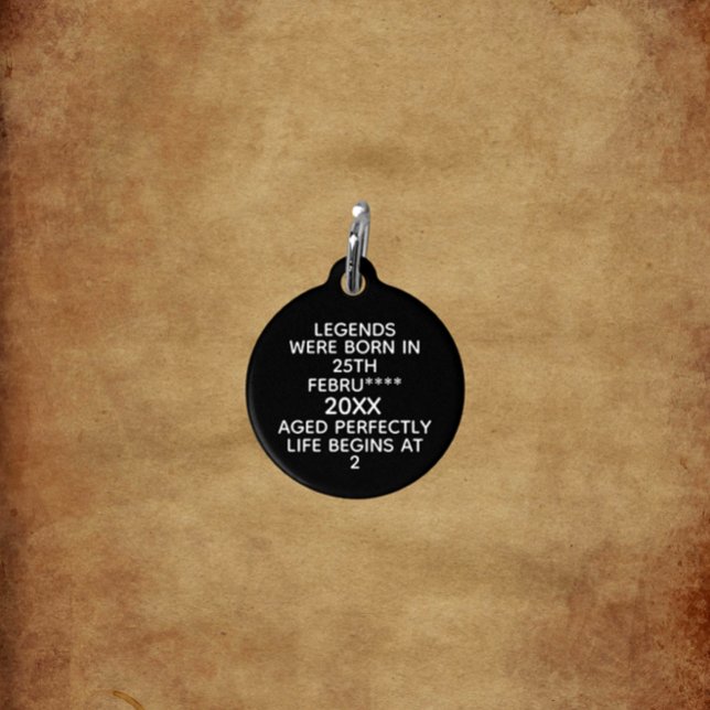 Médaillon Pour Animaux Les légendes personnalisées sont nées à la date Mo (Créateur téléchargé)