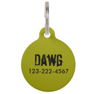 Médaillon Pour Animaux L'étiquette de chien personnalisée de vert olive
