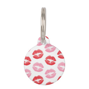 Médaillon Pour Animaux Lèvres rouges et roses, motif de lèvres, rouge à l