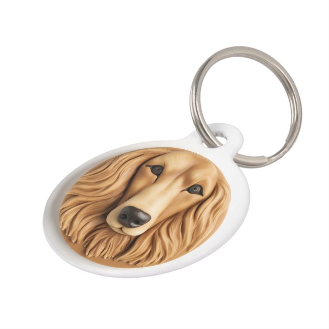 Médaillon Pour Animaux Lévrier Afghan 3D Inspiré (Côté )
