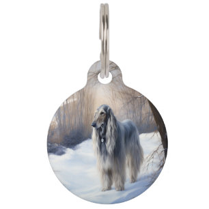 Médaillon Pour Animaux Lévrier Afghan Noël Qu'il neige