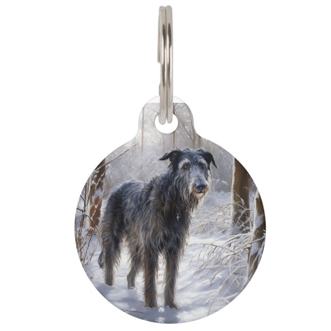 Médaillon Pour Animaux Lévrier Écossais Deerhound Laissez Neiger Noël (Devant)