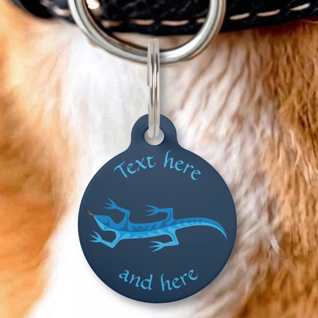 Médaillon Pour Animaux Lézard Tribal Bleu (Créateur téléchargé)