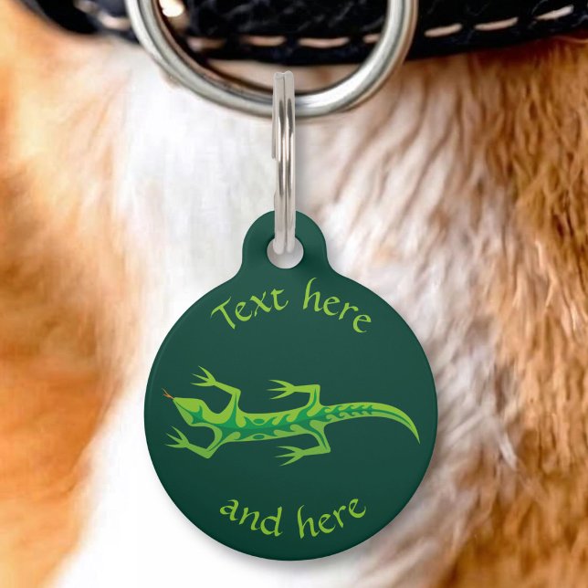Médaillon Pour Animaux Lézard Tribal Vert (Créateur téléchargé)