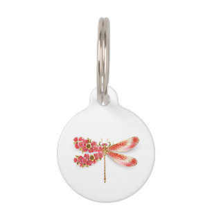 Médaillon Pour Animaux libellule de fleurs avec sakura de bijoux
