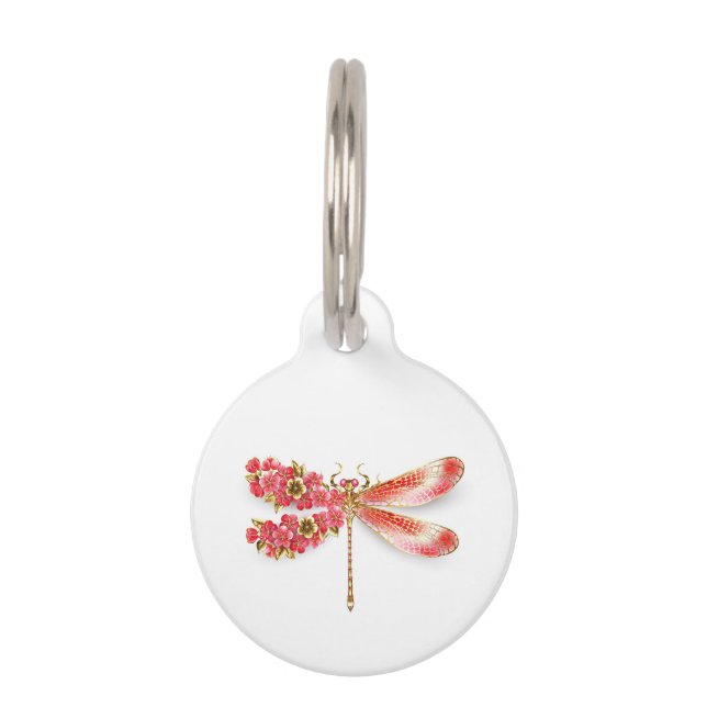 Médaillon Pour Animaux libellule de fleurs avec sakura de bijoux (Devant)
