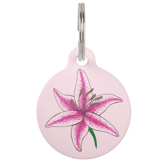 Médaillon Pour Animaux Lily Chien rose Fleur Floral Lys Lilly Garden (Devant)